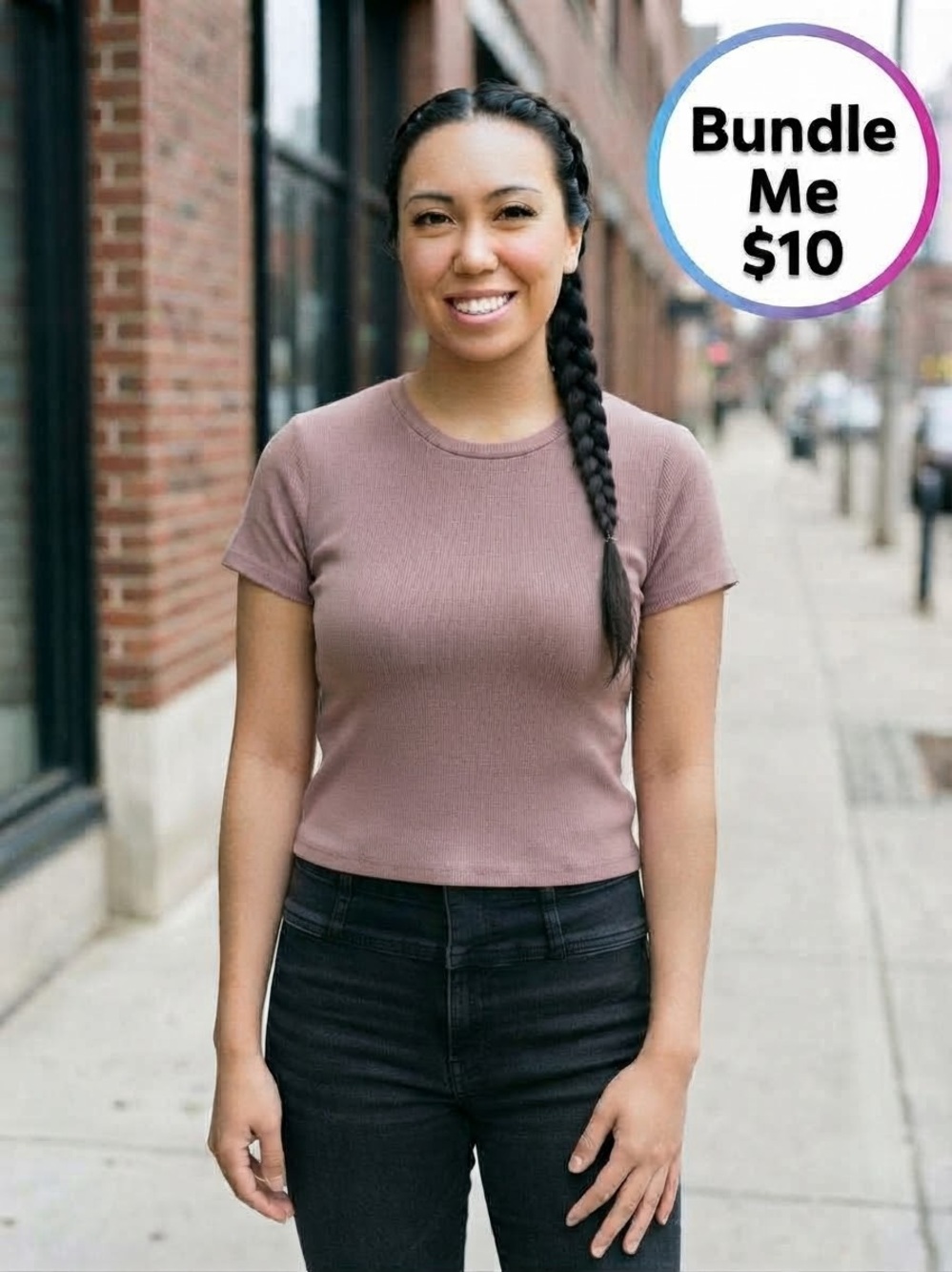 TNA Aritzia Homestretch Mauve Pink Ribbed Tee Size M